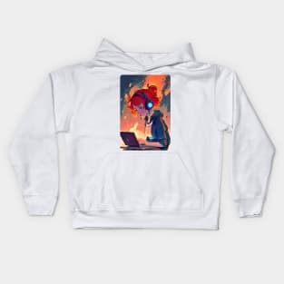 Redhead Anime Programming Girl V 1.08 Kids Hoodie